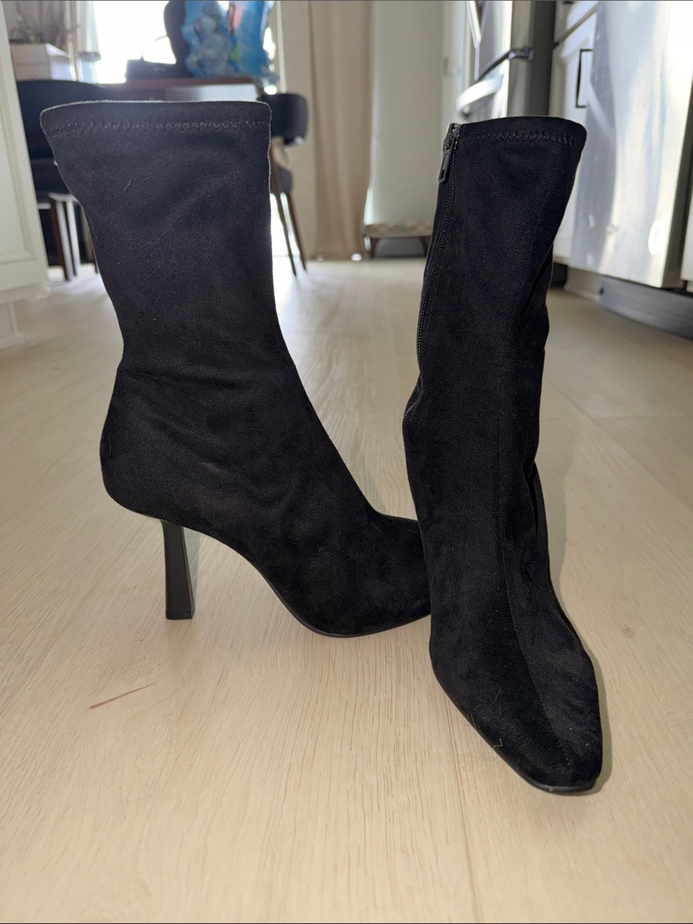 Steve Madden Black Suede Mid-Calf Stiletto Boots